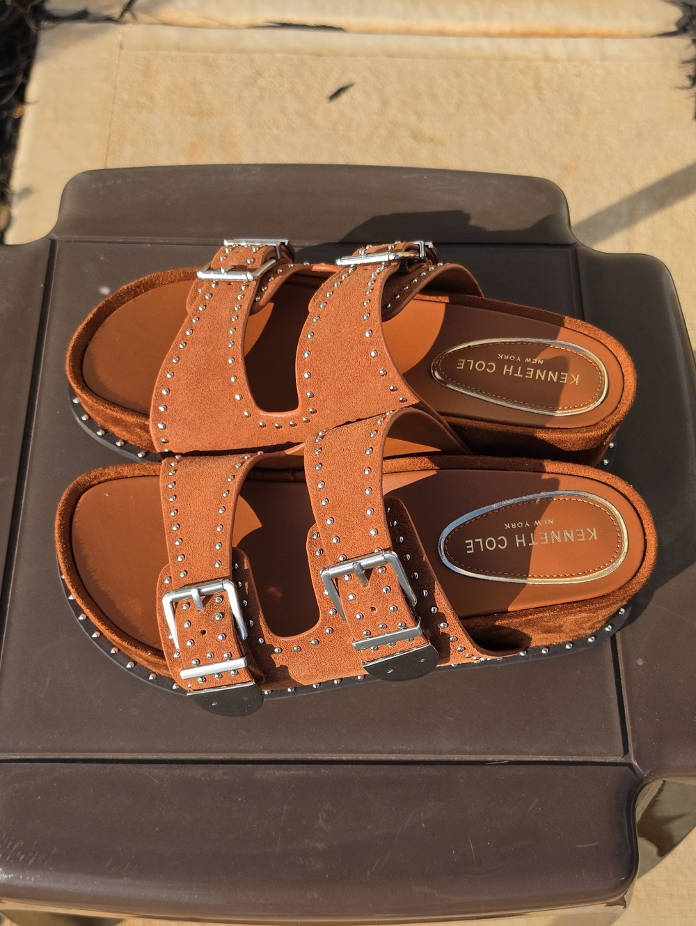 Kenneth Cole Women's Gradie Cognac Sandal Size 7 Platform Wedge - Picture 4 of 7
